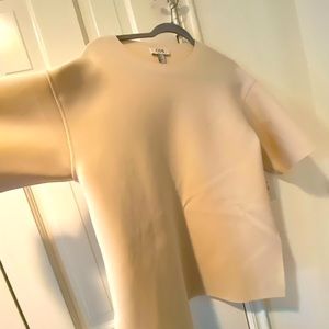 Cream neoprene fabric, unique oversized T shirt style blouse from COS